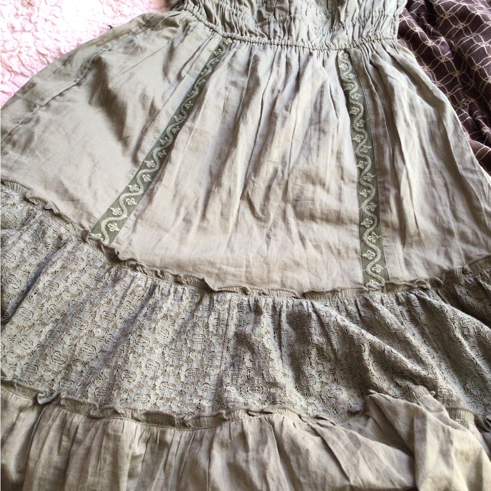 NEW ! SEE LISTING Rare Free People Boho Olive Green Maxi Dress - Picture 5 of 10